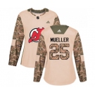 Women New Jersey Devils #25 Mirco Mueller Authentic Camo Veterans Day Practice Hockey Jersey