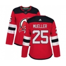 Women New Jersey Devils #25 Mirco Mueller Authentic Red Home Hockey Jersey