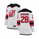 Women New Jersey Devils #28 Damon Severson Fanatics Branded White Away Breakaway Hockey Jersey