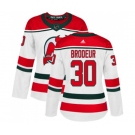 Women New Jersey Devils #30 Martin Brodeur Authentic White Alternate Hockey Jersey