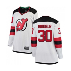 Women New Jersey Devils #30 Martin Brodeur Fanatics Branded White Away Breakaway Hockey Jersey
