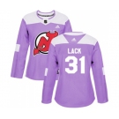 Women New Jersey Devils #31 Eddie Lack Authentic Purple Fights Cancer Practice Hockey Jersey