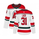 Women New Jersey Devils #31 Eddie Lack Authentic White Alternate Hockey Jersey