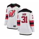 Women New Jersey Devils #31 Eddie Lack Fanatics Branded White Away Breakaway Hockey Jersey