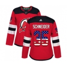 Women New Jersey Devils #35 Cory Schneider Authentic Red USA Flag Fashion Hockey Jersey