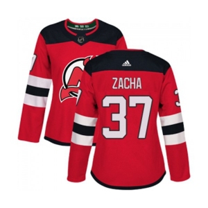 Women New Jersey Devils #37 Pavel Zacha Authentic Red Home Hockey Jersey