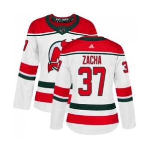 Women New Jersey Devils #37 Pavel Zacha Authentic White Alternate Hockey Jersey