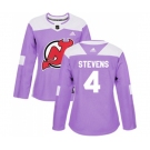 Women New Jersey Devils #4 Scott Stevens Authentic Purple Fights Cancer Practice Hockey Jersey