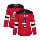 Women New Jersey Devils #4 Scott Stevens Authentic Red USA Flag Fashion Hockey Jersey