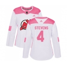 Women New Jersey Devils #4 Scott Stevens Authentic White Pink Fashion Hockey Jersey