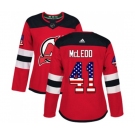 Women New Jersey Devils #41 Michael McLeod Authentic Red USA Flag Fashion Hockey Jersey