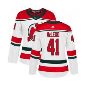 Women New Jersey Devils #41 Michael McLeod Authentic White Alternate Hockey Jersey