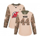 Women New Jersey Devils #44 Miles Wood Authentic Camo Veterans Day Practice Hockey Jersey