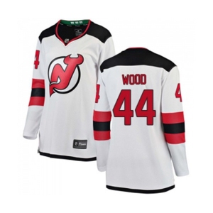 Women New Jersey Devils #44 Miles Wood Fanatics Branded White Away Breakaway Hockey Jersey