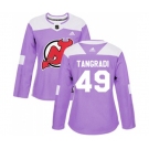 Women New Jersey Devils #49 Eric Tangradi Authentic Purple Fights Cancer Practice Hockey Jersey