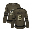 Women New Jersey Devils #6 Andy Greene Authentic Green Salute to Service Hockey Jersey