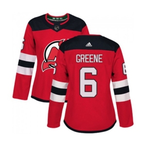 Women New Jersey Devils #6 Andy Greene Authentic Red Home Hockey Jersey