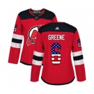 Women New Jersey Devils #6 Andy Greene Authentic Red USA Flag Fashion Hockey Jersey