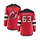 Women New Jersey Devils #63 Jesper Bratt Fanatics Branded Red Home Breakaway Hockey Jersey