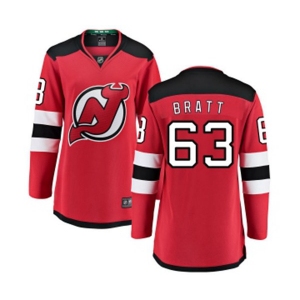 Women New Jersey Devils #63 Jesper Bratt Fanatics Branded Red Home Breakaway Hockey Jersey