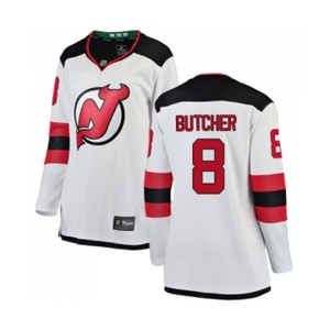 Women New Jersey Devils #8 Will Butcher Fanatics Branded White Away Breakaway Hockey Jersey
