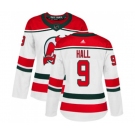 Women New Jersey Devils #9 Taylor Hall Authentic White Alternate Hockey Jersey