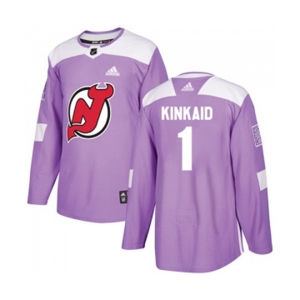 Youth New Jersey Devils #1 Keith Kinkaid Authentic Purple Fights Cancer Practice Hockey Jersey