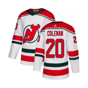 Youth New Jersey Devils #20 Blake Coleman Authentic White Alternate Hockey Jersey