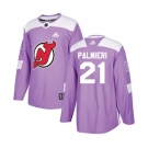 Youth New Jersey Devils #21 Kyle Palmieri Authentic Purple Fights Cancer Practice Hockey Jersey