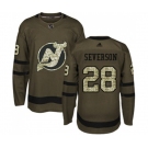 Youth New Jersey Devils #28 Damon Severson Authentic Green Salute to Service Hockey Jersey