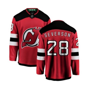 Youth New Jersey Devils #28 Damon Severson Fanatics Branded Red Home Breakaway Hockey Jersey