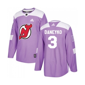 Youth New Jersey Devils #3 Ken Daneyko Authentic Purple Fights Cancer Practice Hockey Jersey