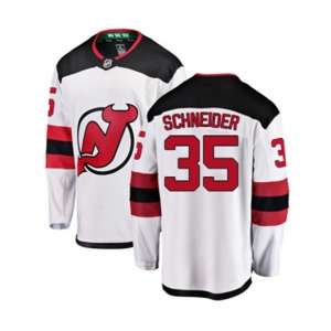 Youth New Jersey Devils #35 Cory Schneider Fanatics Branded White Away Breakaway Hockey Jersey