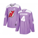 Youth New Jersey Devils #4 Scott Stevens Authentic Purple Fights Cancer Practice Hockey Jersey