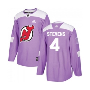 Youth New Jersey Devils #4 Scott Stevens Authentic Purple Fights Cancer Practice Hockey Jersey