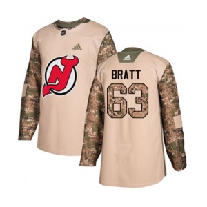 Youth New Jersey Devils #63 Jesper Bratt Authentic Camo Veterans Day Practice Hockey Jersey
