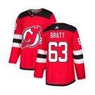 Youth New Jersey Devils #63 Jesper Bratt Authentic Red Home Hockey Jersey