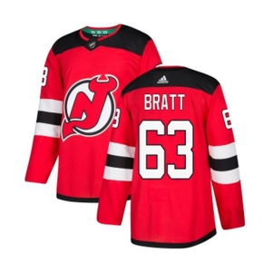 Youth New Jersey Devils #63 Jesper Bratt Authentic Red Home Hockey Jersey