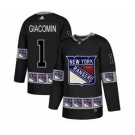 Adidas New York Rangers #1 Eddie Giacomin Authentic Black Team Logo Fashion NHL Jersey