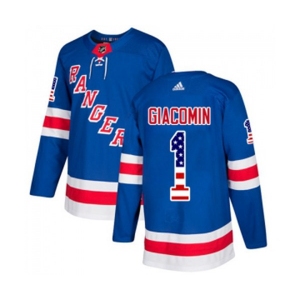 Adidas New York Rangers #1 Eddie Giacomin Authentic Royal Blue USA Flag Fashion NHL Jersey