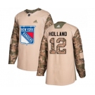 Adidas New York Rangers #12 Peter Holland Authentic Camo Veterans Day Practice NHL Jersey