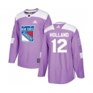 Adidas New York Rangers #12 Peter Holland Authentic Purple Fights Cancer Practice NHL Jersey