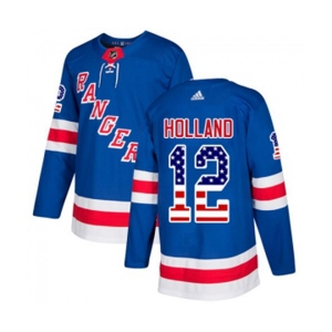 Adidas New York Rangers #12 Peter Holland Authentic Royal Blue USA Flag Fashion NHL Jersey