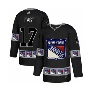 Adidas New York Rangers #17 Jesper Fast Authentic Black Team Logo Fashion NHL Jersey