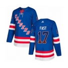 Adidas New York Rangers #17 Jesper Fast Authentic Royal Blue Drift Fashion NHL Jersey