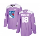 Adidas New York Rangers #18 Walt Tkaczuk Authentic Purple Fights Cancer Practice NHL Jersey