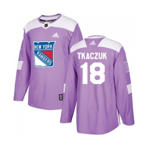 Adidas New York Rangers #18 Walt Tkaczuk Authentic Purple Fights Cancer Practice NHL Jersey