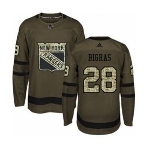 Adidas New York Rangers #28 Chris Bigras Authentic Green Salute to Service NHL Jersey