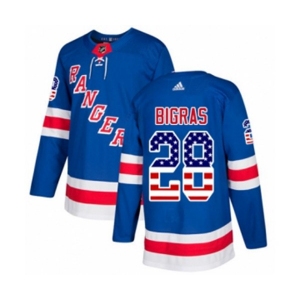 Adidas New York Rangers #28 Chris Bigras Authentic Royal Blue USA Flag Fashion NHL Jersey
