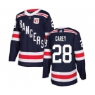 Adidas New York Rangers #28 Paul Carey Authentic Navy Blue 2018 Winter Classic NHL Jersey